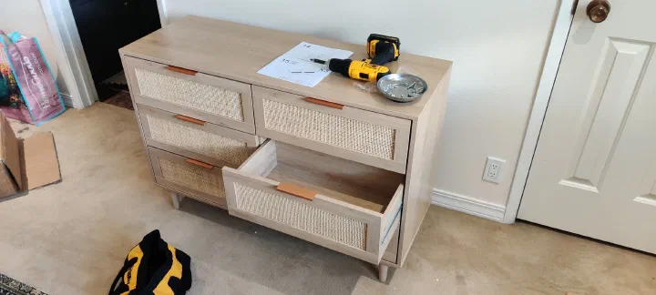 Completed white flat-pack dresser