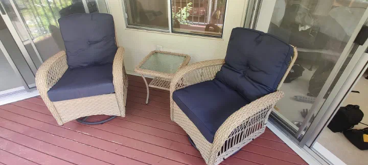 Completed patio chairs with matching side table