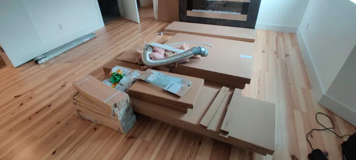 Bed-frame parts before assembly