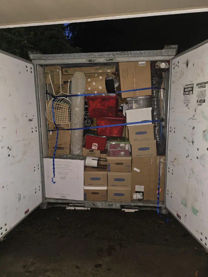 Interior view of a carefully packed portable storage pod